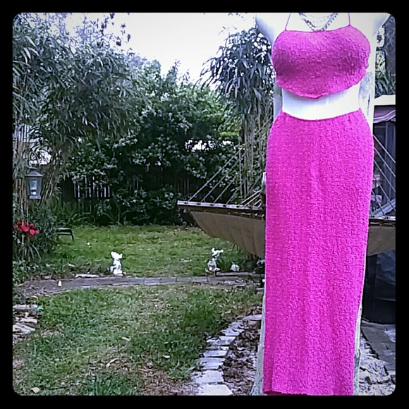 Fantasy Lingerie Other - Fantasy Lingerie Bright Fuscia Skirt/Tie Top Set